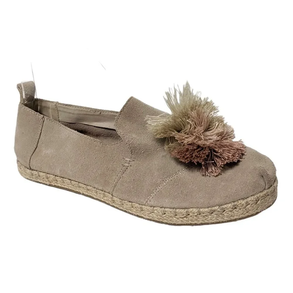 TOMS Alpargata Rope Tan Tassel Suede Espradrilles 8